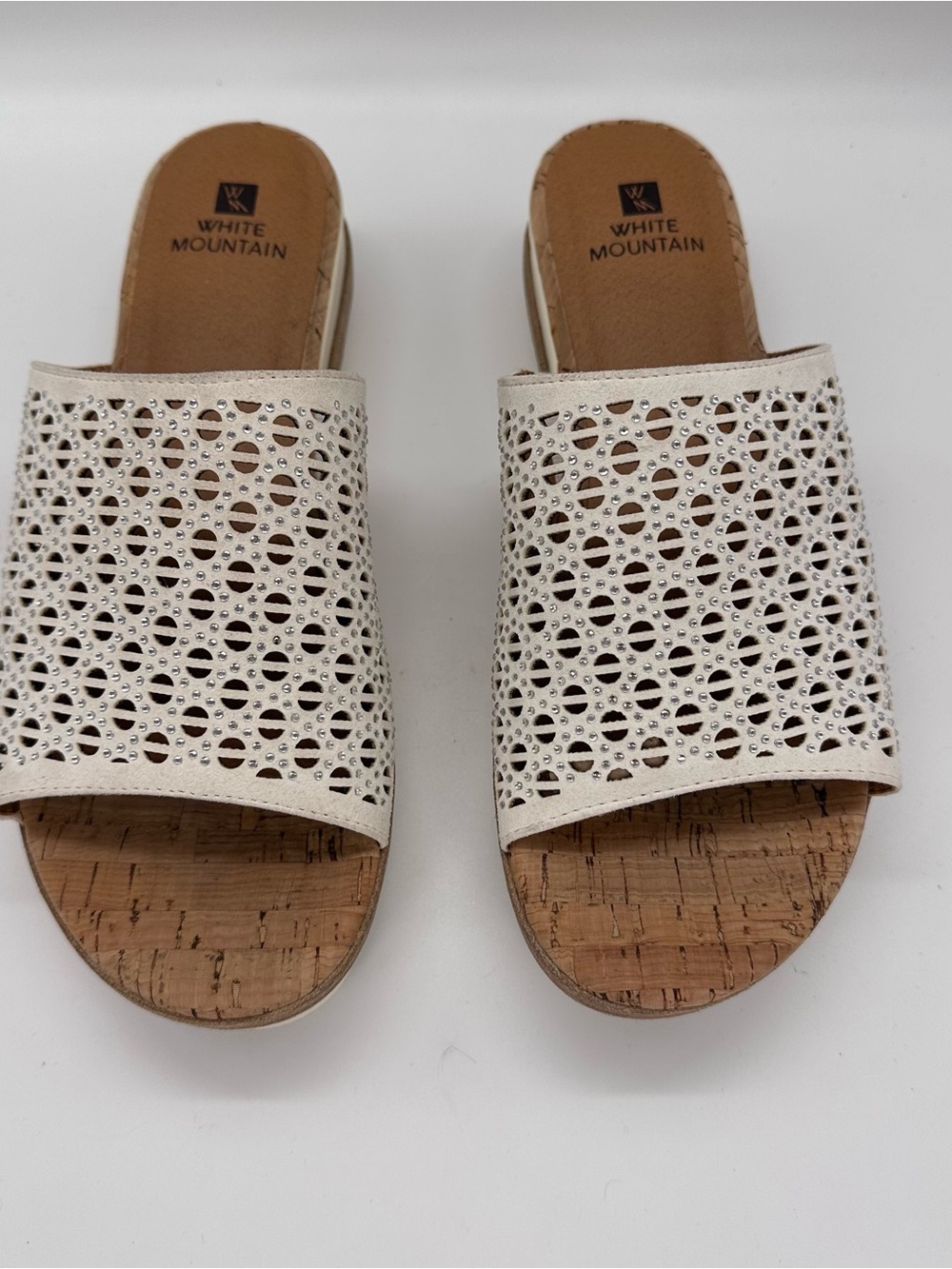 Platform Sandal Cream Mountain Natasha Bling Rhinestone Shoe SIZE 8.5M
